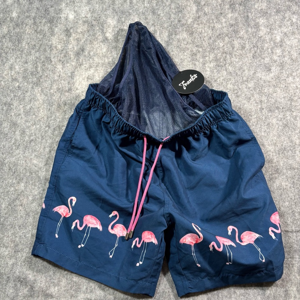 Franks Mens Multicolor Flamingo Adjustable Waist Swim Shorts Size MD‎ - Picture 3 of 13